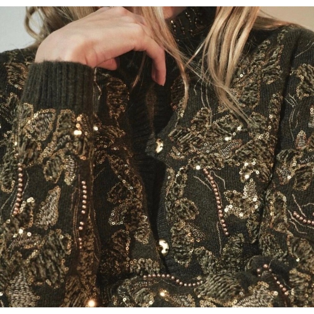 NWT ZARA combination sequin knit cardigan size small - Picture 2 of 5